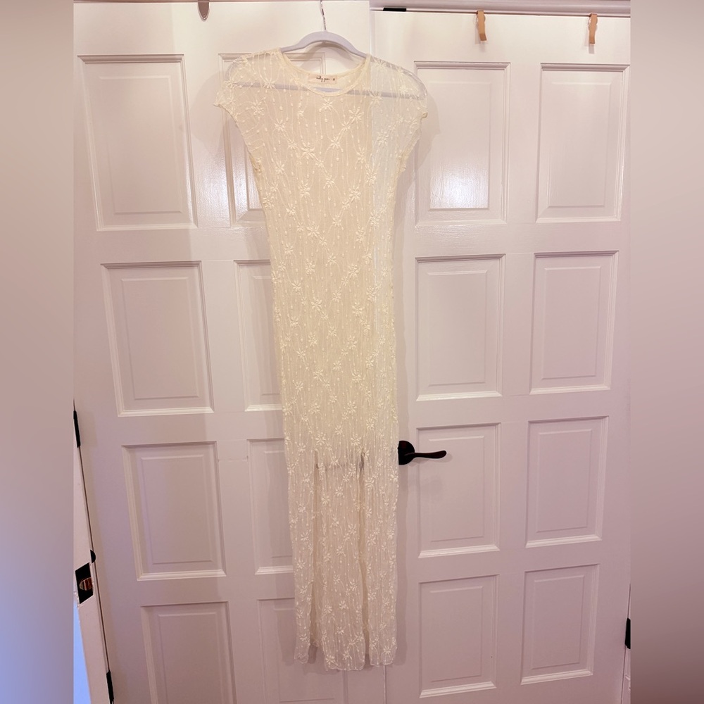 Molly Green lace sheer, unlined, coverup, dress size M
